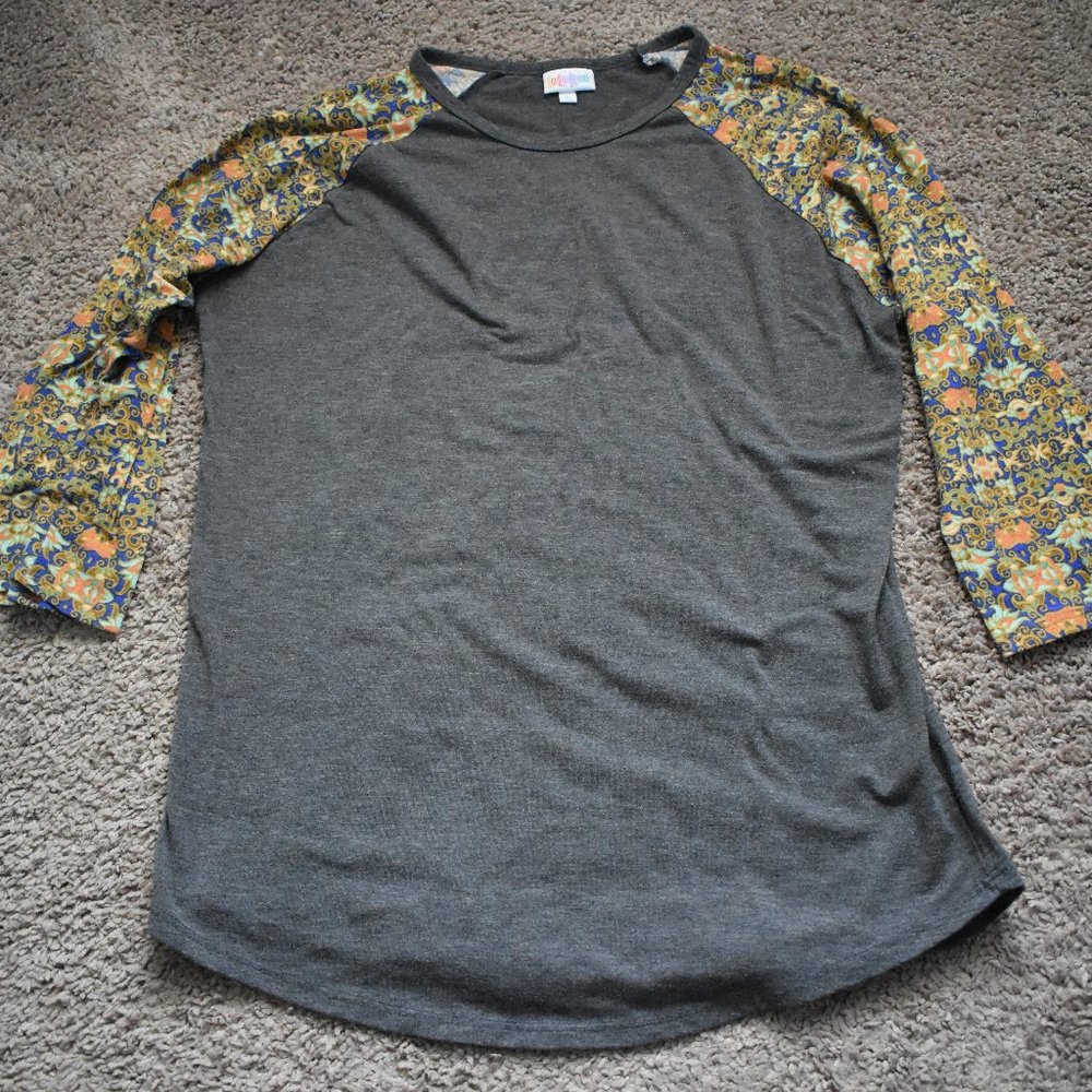 LuLaRoe Gray/Flowered Shirt